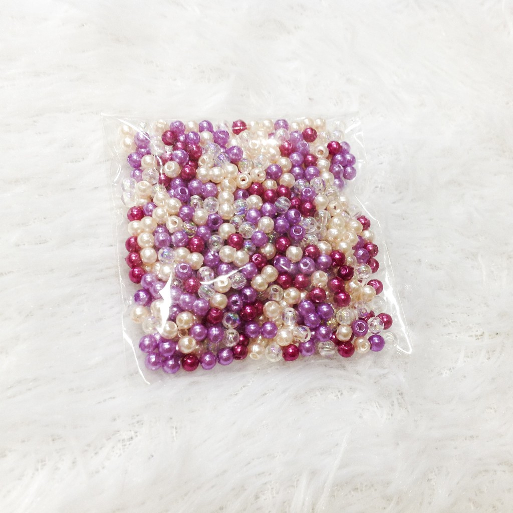 400 hạt cườm nhựa tròn 3li làm đồ handmade trang trí vòng tay dễ thương