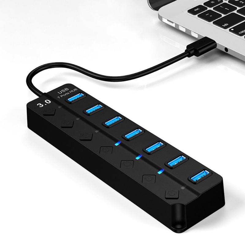 Hub 3 0 Cổng USB 7 Cổng Có Đèn LED Và Công Tắc Riêng Biệt Cho Windows
