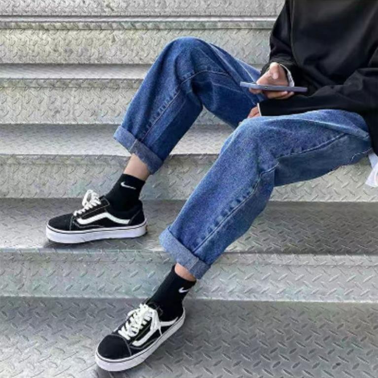 Quần Bò Ống Rộng Nam Nữ Cạp Chun Phong Cách HIPHOP STREETWEAR Quần Jeans Ống Rộng Dễ Phối Đồ Có Bigsize ་