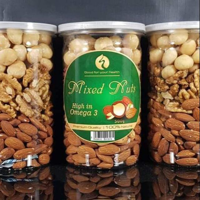 Hạt mix 4 loại macca, hạnh nhân, hạt điều và óc chó date 3/2020