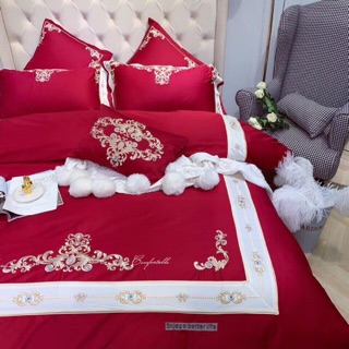 Set chăn ga lụa thêu mới nhất, hàng 7 món cao cấp
