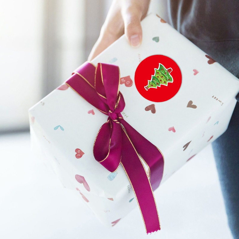 Cuộn 500 Miếng Dán Trang Trí Hộp Quà Giáng Sinh Đa Năng