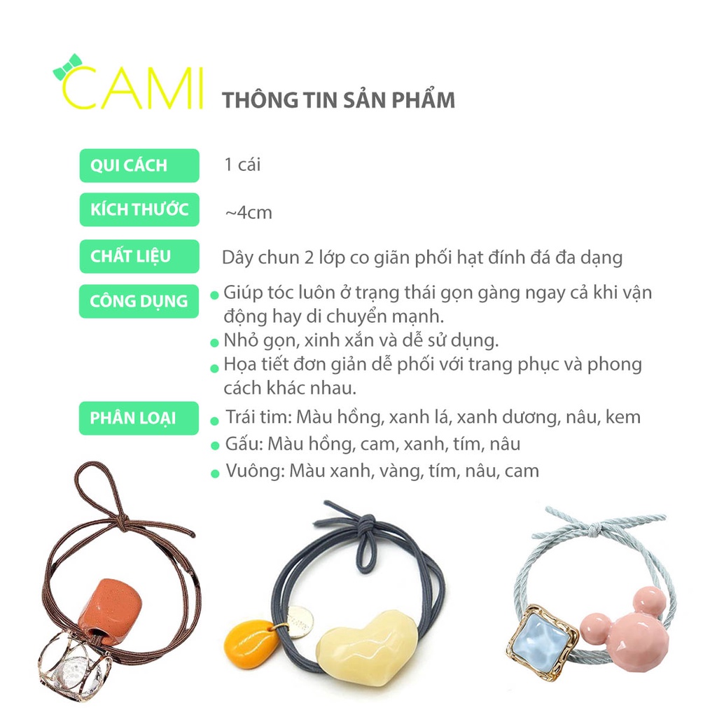 Thun cột tóc đính hạt đa dạng mẫu nhiều màu sắc thẩm mỹ cao, sang trọng dành cho phái đẹp - Cami - CMPK257