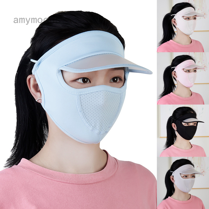 Khẩu Trang Chống Nắng Vải Lụa Lạnh Thoáng Khí Kèm Khẩu Trang Che Mặt Và Cổ