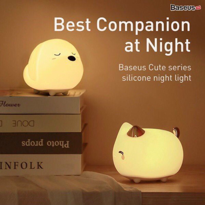 Đèn ngủ cảm biến đổi màu thông minh Baseus Cute Series Doggie Silicone Night Light 1100mAh re-Charge battery, Touch