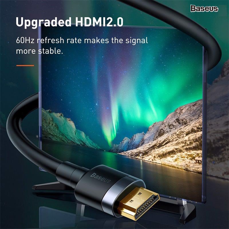 Cáp HDMI 2.0 Siêu Bền Baseus Cafule HDMI To HDMI Cable 4K-60Hz/18Gbps, Oxidation and Rust Resistant 2M