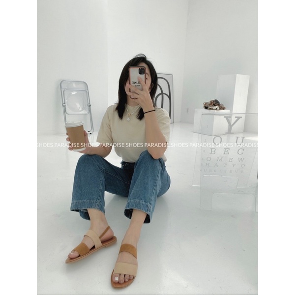 Sandal Nữ Bảng Ngang Đế  Bệt Phối Màu Thời Trang Shoes Paradise