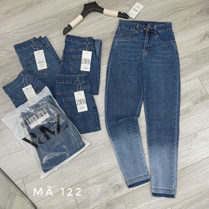 Quần bò ôm giãn loang gấu nhạt ms122