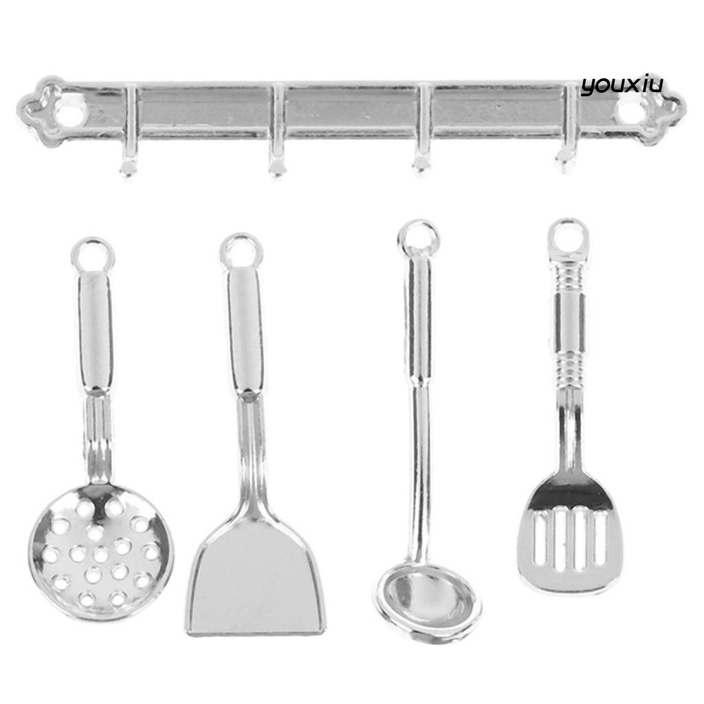 YX-MO 1/12 Dollhouse Mini Kitchen Accessories Metal Cooking Tools Spatula Colander Toy