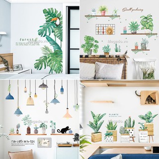 Miếng dán tường trang trí, decal cây xanh, hoa trang trí tường