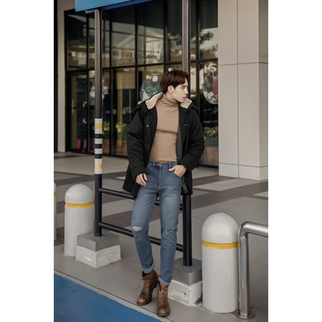 Áo Khoác Parka Gió Trần Bông Xanh Navy Trơn, Chất Liệu Gió Lót Bông 3 Lớp – CEFFYLO