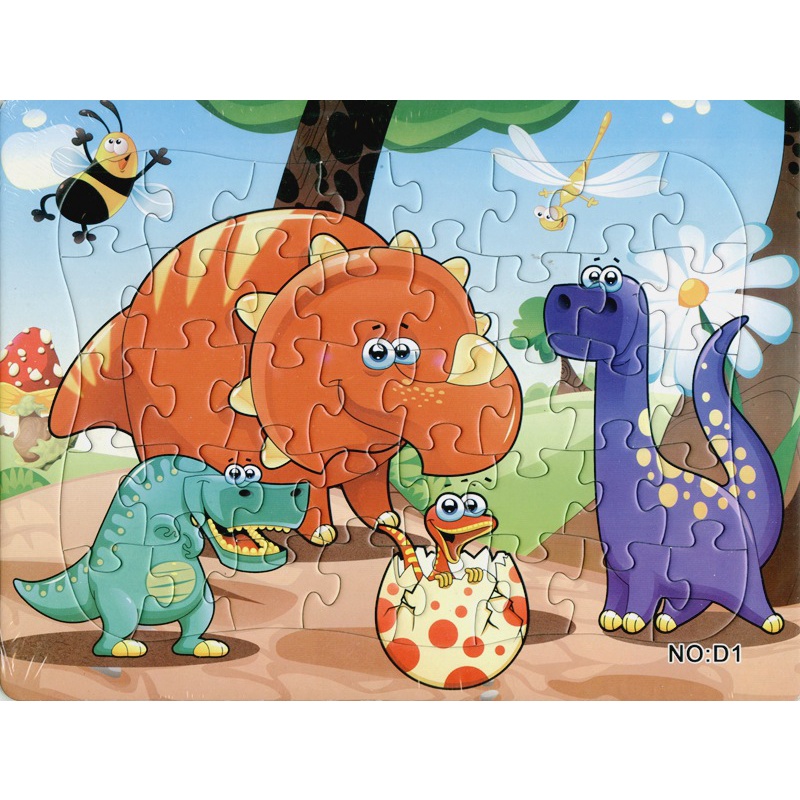 Bảng ghép hình 40 miếng bằng gỗ hình khủng long, chữ số, giao thông và động vật biển cho bé