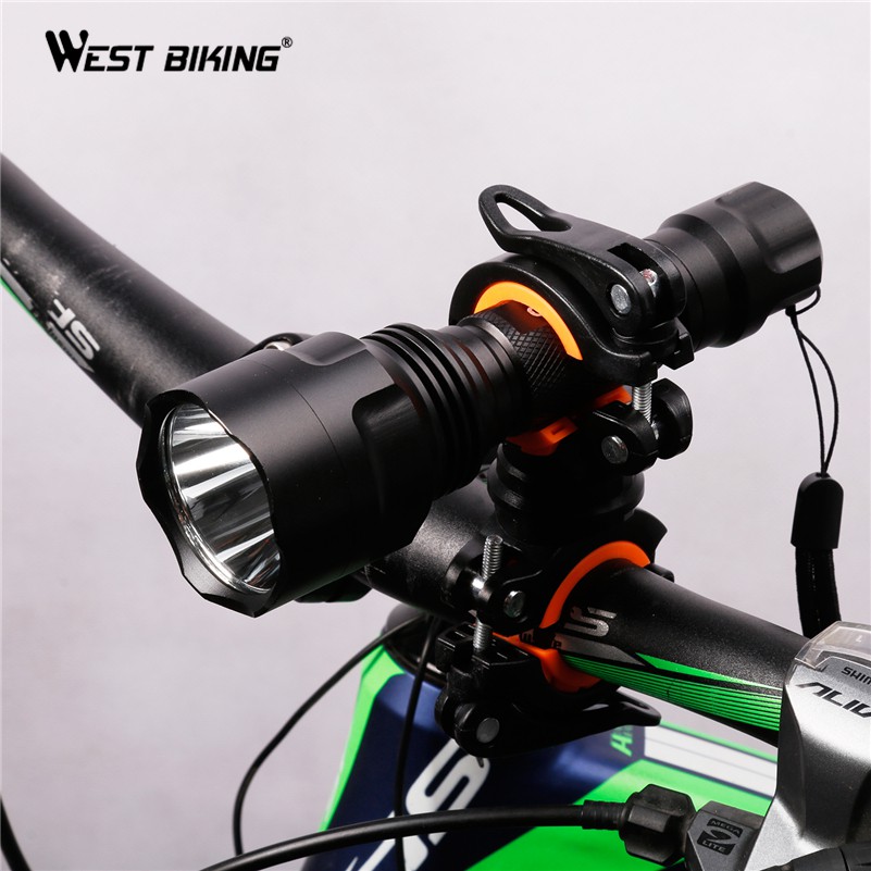 Kẹp Đèn Pin WEST BIKING Gắn Tay Cầm Xe Đạp 2 Móc Kẹp Có Thể Xoay Tiện Dụng