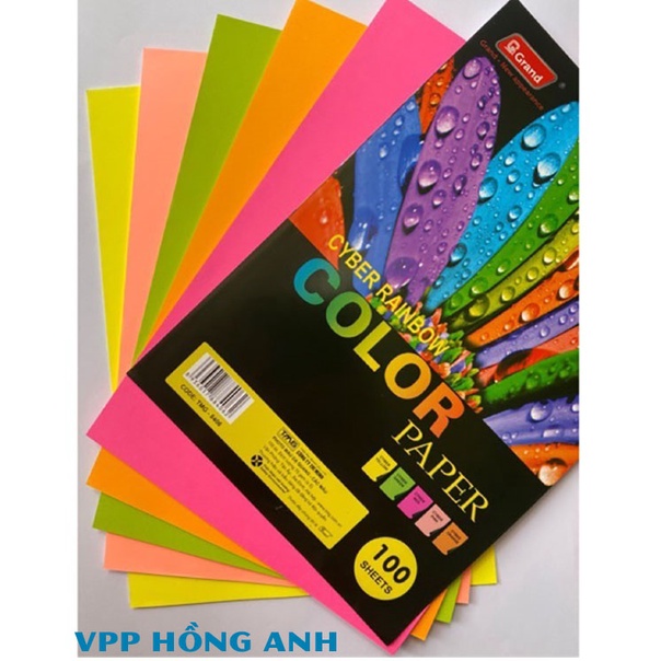 Bìa màu A4 dạ quang Pgrand 160gsm