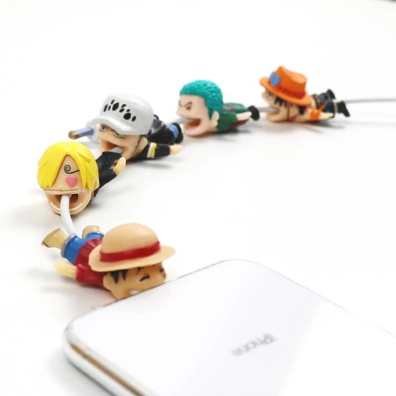 Phụ Kiện Bảo Vệ Dây Cáp Sạc USB Bằng Silicon Hình Anime Dễ Thương