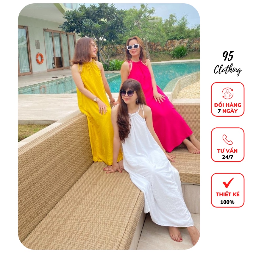 [Hàng Loại 1] Đầm maxi cổ yếm buộc nơ xinh xắn | BigBuy360 - bigbuy360.vn