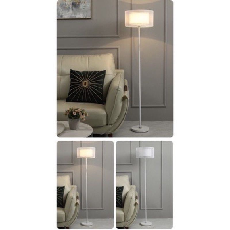 Đèn cây đứng trang trí chao trụ 2 tầng chao