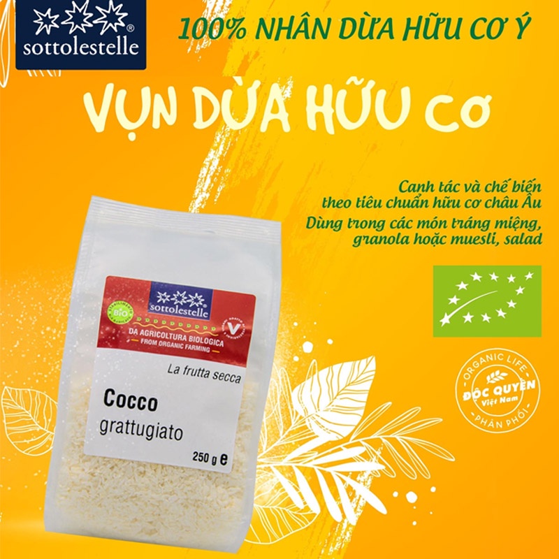 Vụn Dừa Hữu Cơ Sottolestelle 250g