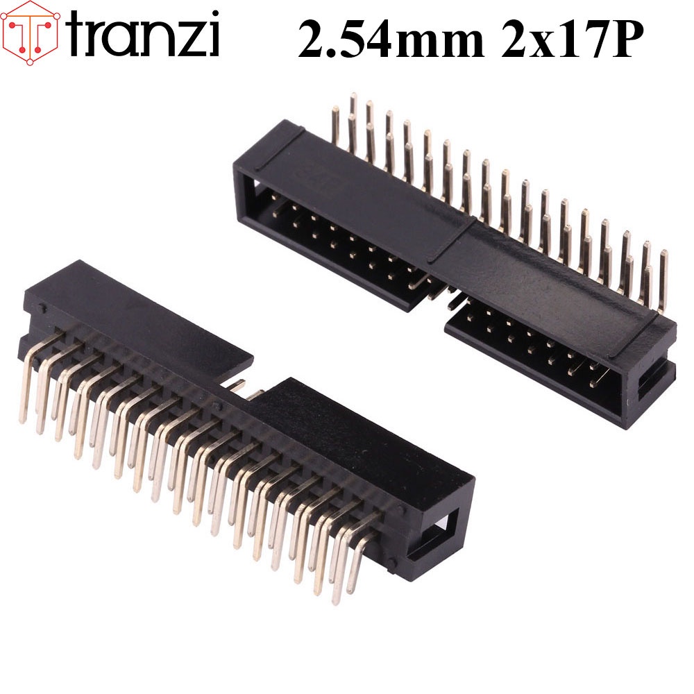 Giắc cắm header 2.54mm IDE IDC DC3 2x17P chân cắm cong đen - túi 5 cái