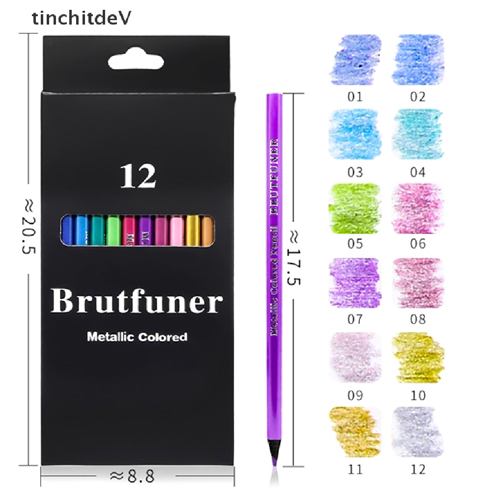 Bộ 12 Bút Chì Màu Vẽ Phác Thảo Bằng Thiếc