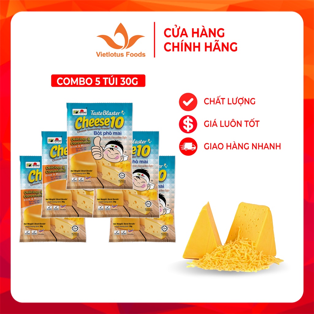 Combo 5 gói bột phô mai cam lắc Verozyme 30G - Thơm ngon tiện lợi