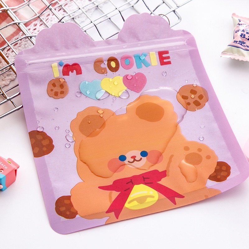 Túi zip hoạt hình decor bàn học, đựng scunchies, đựng kẹp tóc, đựng sticker, đựng bánh kẹo