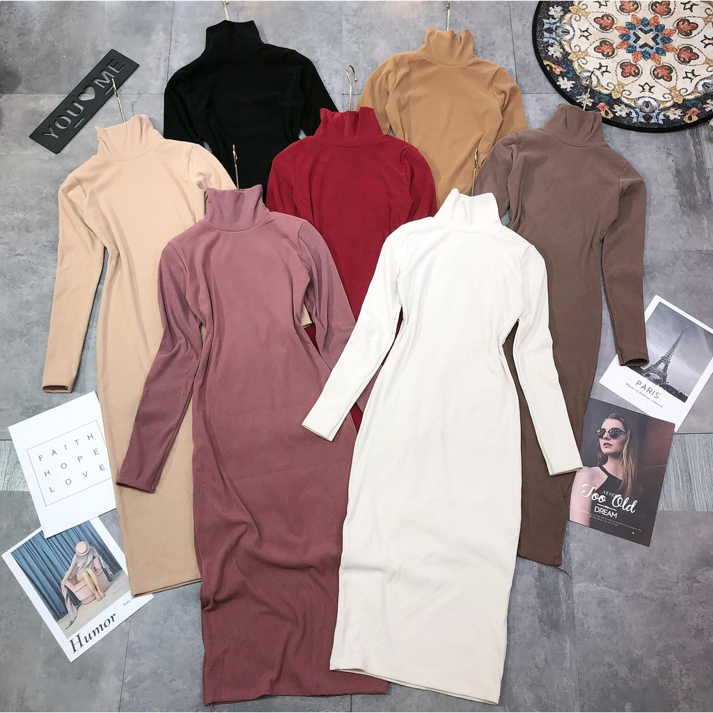 Váy dài cổ lọ 3 SIZE mã 115 (kèm ảnh thật, video) | BigBuy360 - bigbuy360.vn