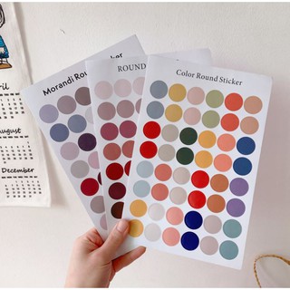 Tấm 48 sticker nhán dán hình tròn nhiều màu xinh xắn TP0038