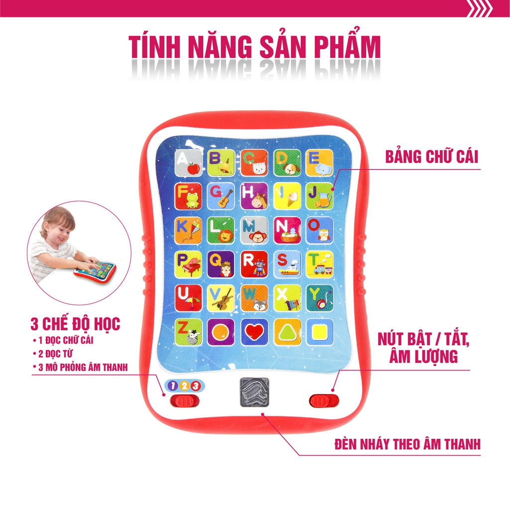 Đồ chơi Ipad nhiều chế độ học tập thông minh cho bé: học chữ, hình khối, đồ vật, âm thanh Winfun 2271 - Hàng chính hãng