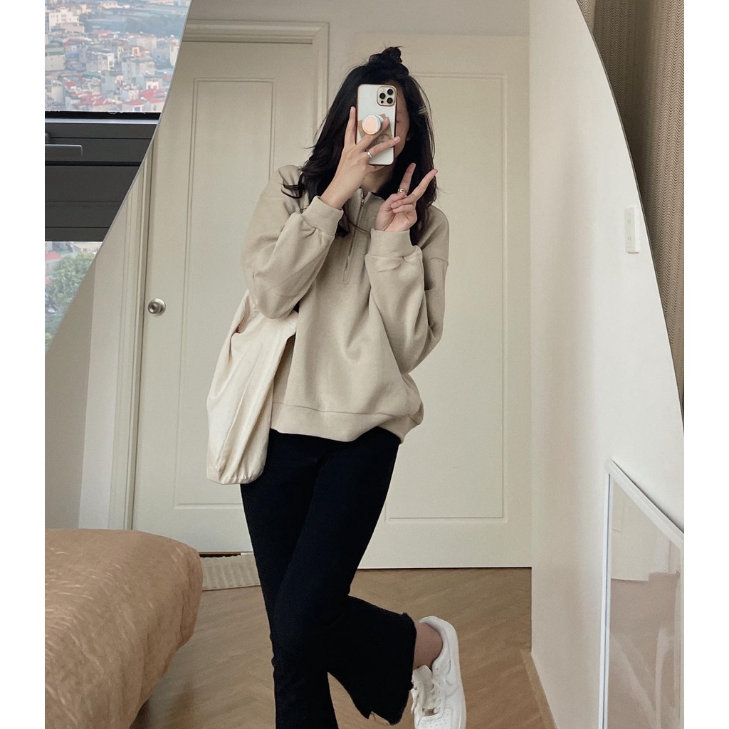 (ảnh thật) Audrey Quần jeans đen loe xẻ giữa 2404