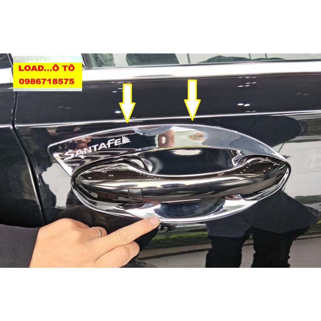 Bộ Ốp Tay Nắm Và Hõm Cửa Huyndai Santafe 2022-2018 Nhựa ABS mạ Crom