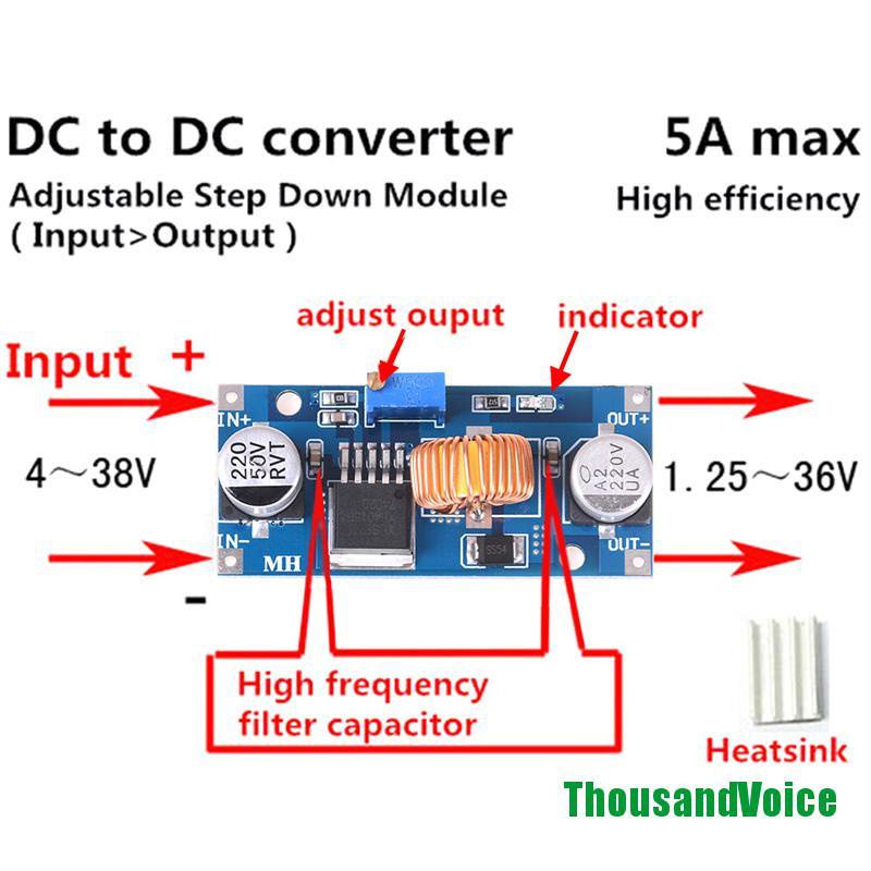 Bộ chuyển đổi giảm áp Dc-Dc 4V-38V sang V 12V 24V 5A chuyên dụng