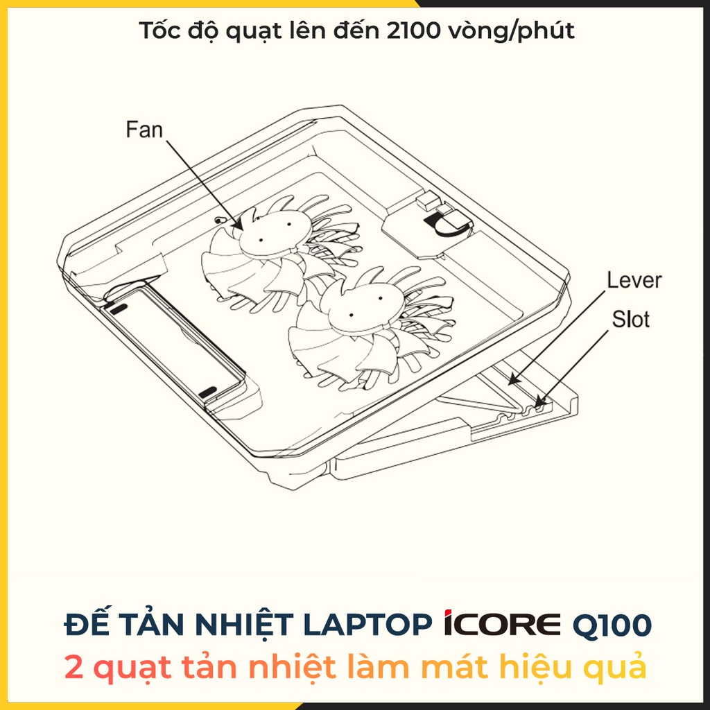 Đế tản nhiệt laptop iCore Q100