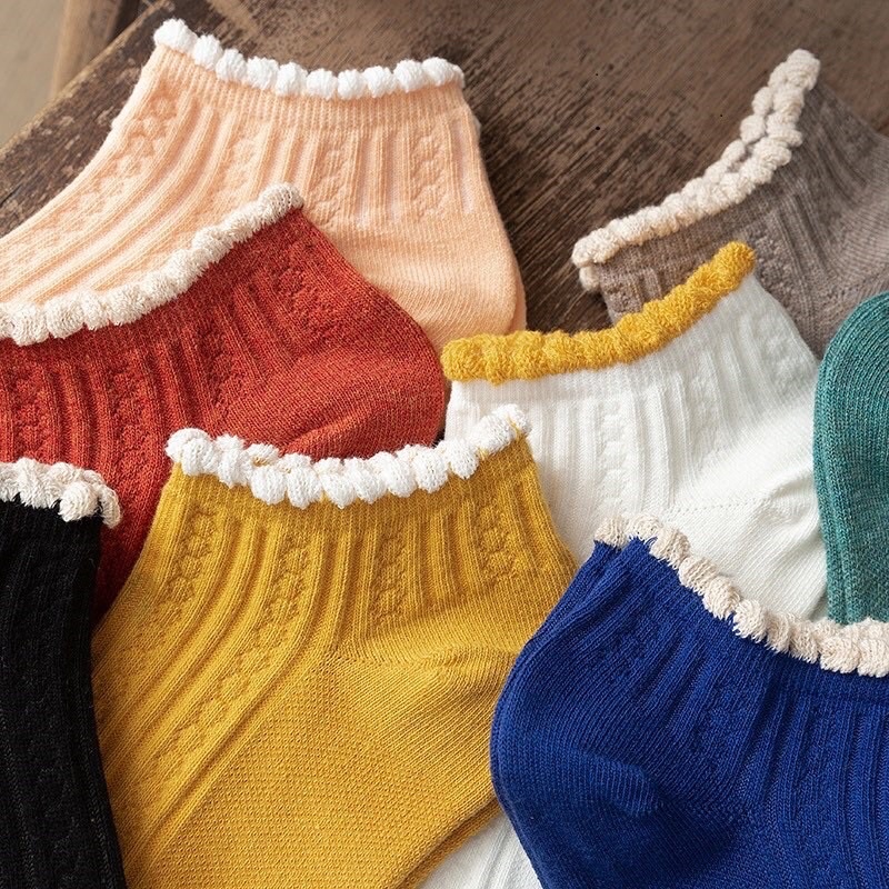 Set 5 Đôi Tất nữ đủ màu - tất công chúa viền cổ loại dày