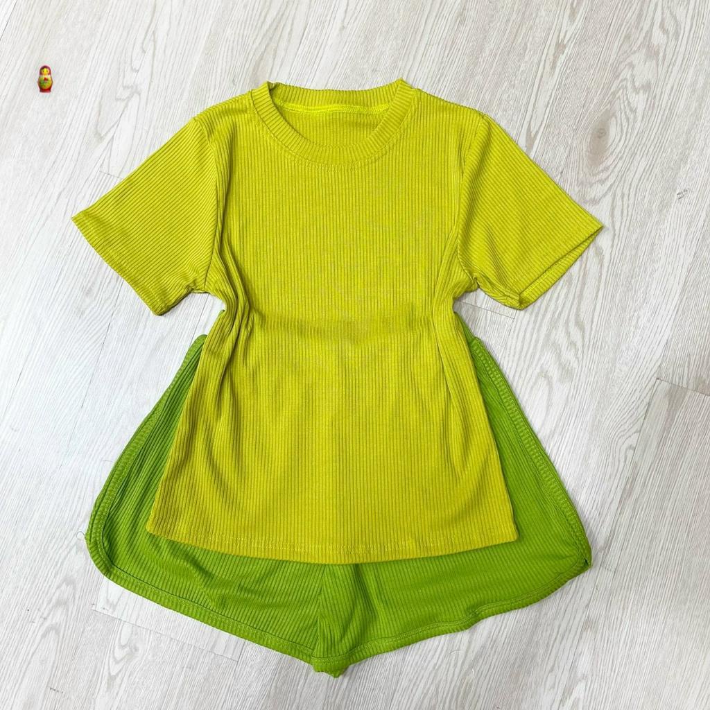 set bộ đùi mặc nhà chất thun gân dễ thương phối màu đẹp