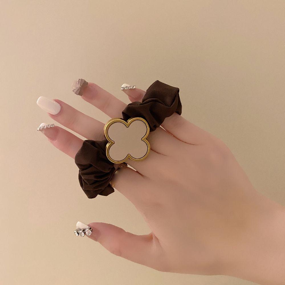 Dây Buộc Tóc Hình Cỏ Bốn Lá Bằng Hợp Kim Phong Cách Retro Ngọt Ngào WMES15H Dành Cho Bạn Nữ