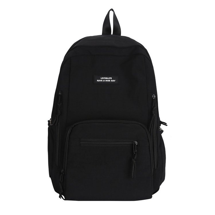 Ba lô nylon chống thấm nước màu trơn thiết kế đơn giản thời trang mới cho nữ sinh