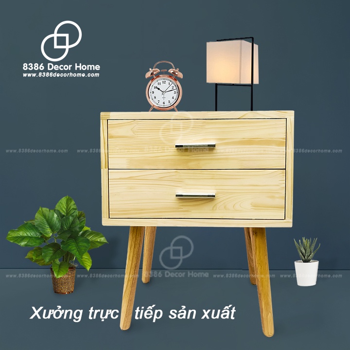 [GIÁ TẠI XƯỞNG]Tủ đầu giường 2 ngăn gỗ thông ghép tự nhiên cao cấp, Tab đầu giường phong cách Bắc Âu hiện đại sang trọng
