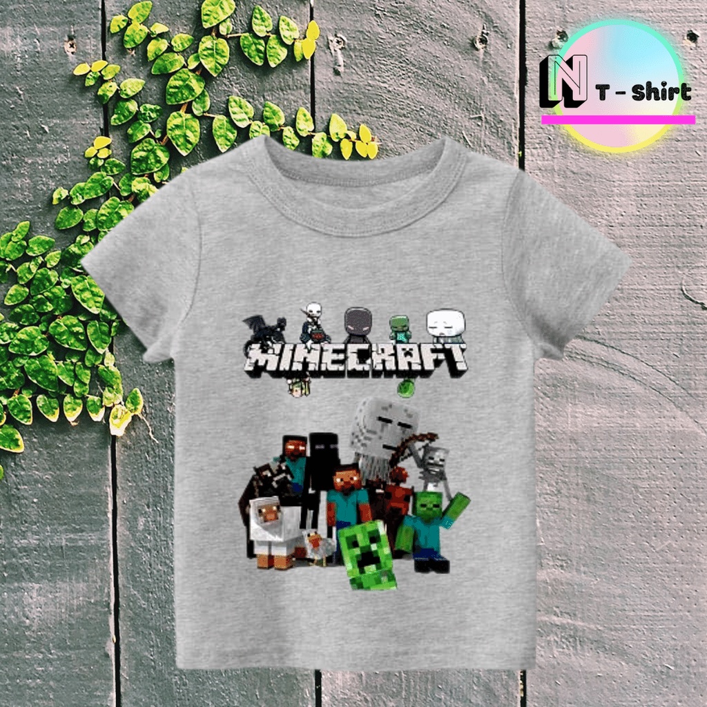 Áo phông cho bé trai và bé gái in hình Minecraft, Áo cotton mặc mát thoải mái, hình in PET chất lượng NTShirt 10