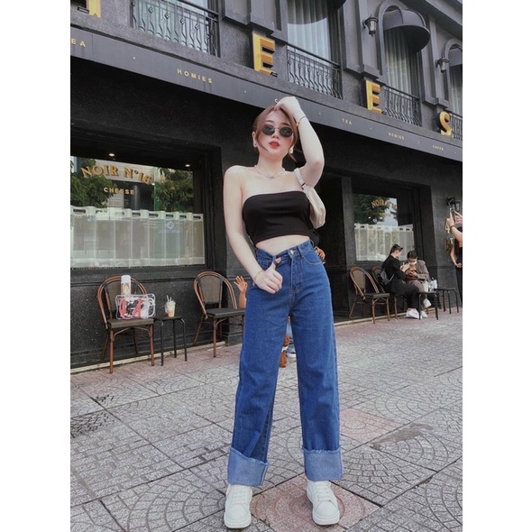 QUẦN JEANS ỐNG RỘNG LƯNG CAO