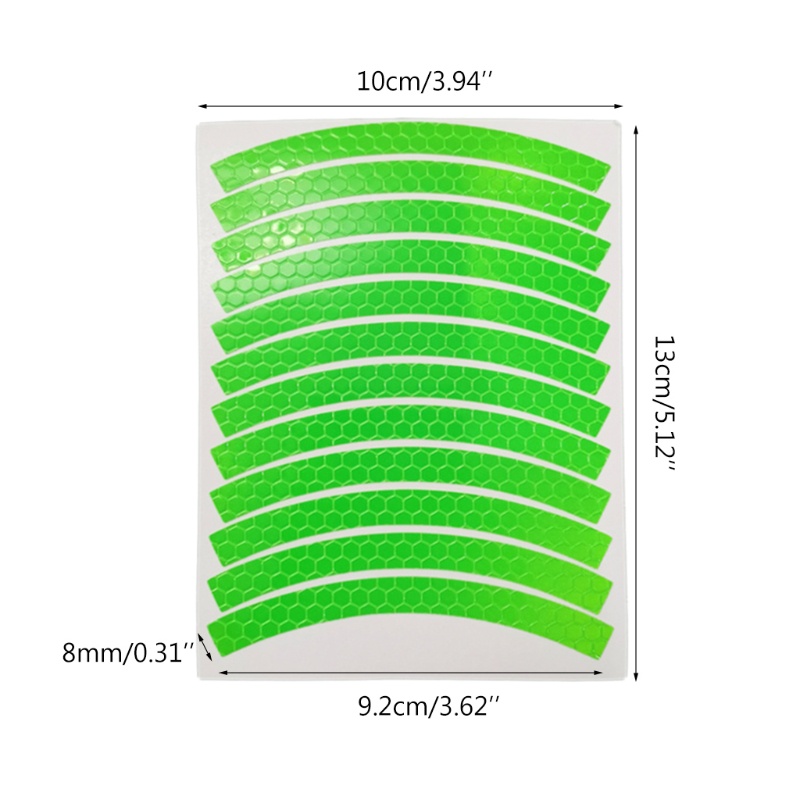 Set 24 miếng dán trang trí viền bánh xe máy màu dạ quang