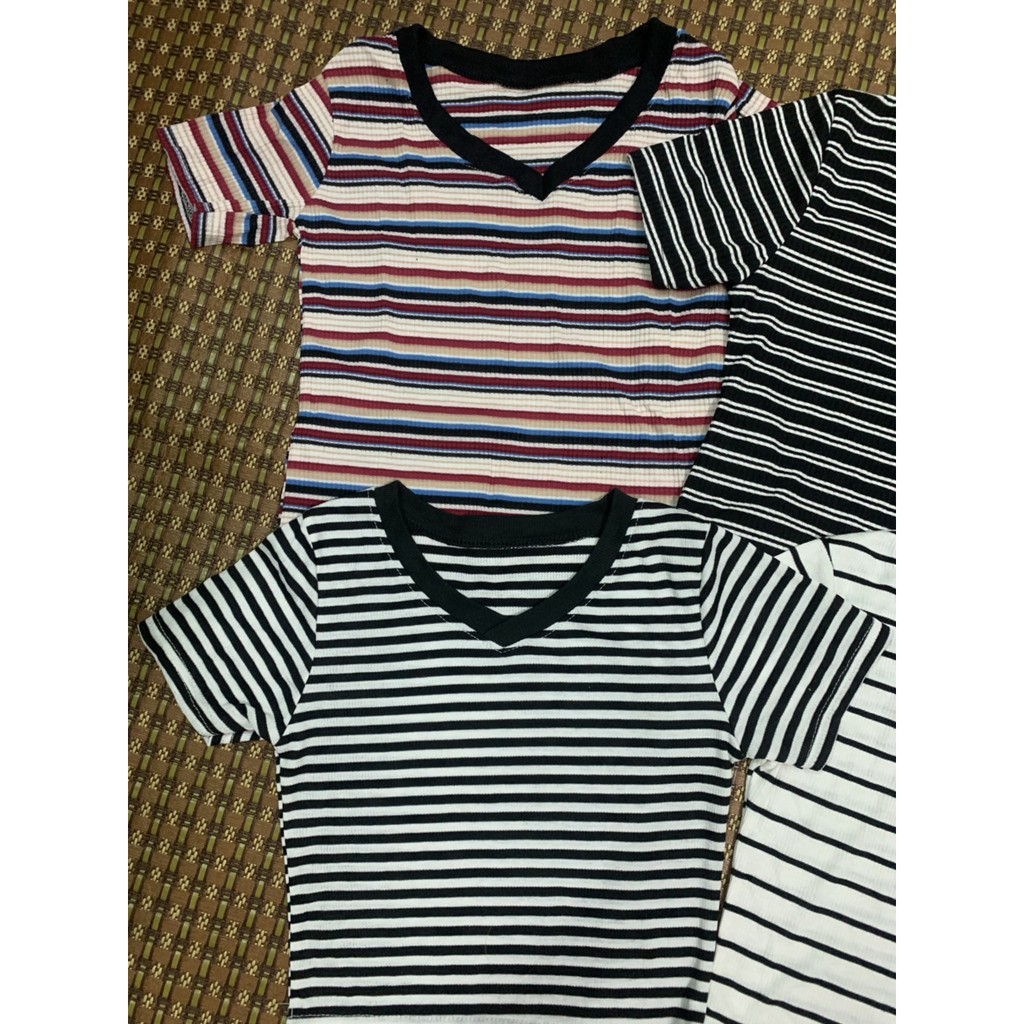 Áo croptop ôm body sọc cổ tim siêu xinh xắn hot cute xinh xắn lắm