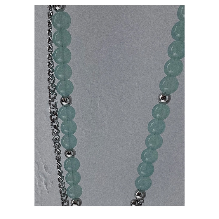 Dây Chuyền Khâu Màu Xanh Bạc Hà  191205Áo Thun Tay Ngắn Phong Cách Harajuku Hàn Quốc Cá Tính