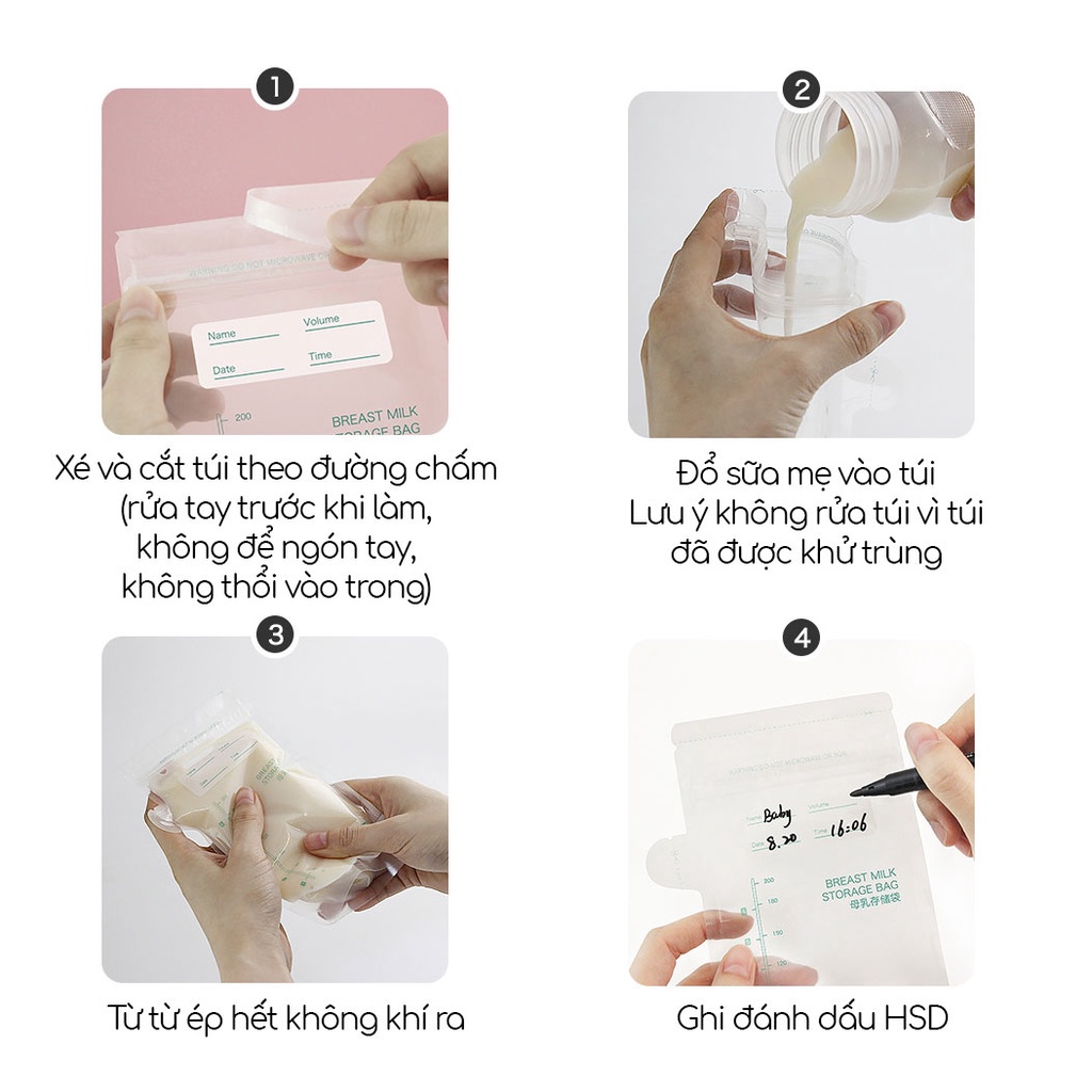 Túi Trữ Sữa 150ml 200ml Có Vòi Đã Khử Trùng Vô Cùng Tiện Lợi Cho Mom - 094