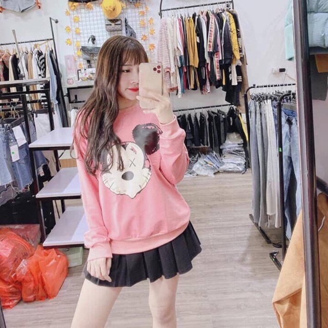 Áo thun đầu Mickey trầy xước bo tay DTR1119