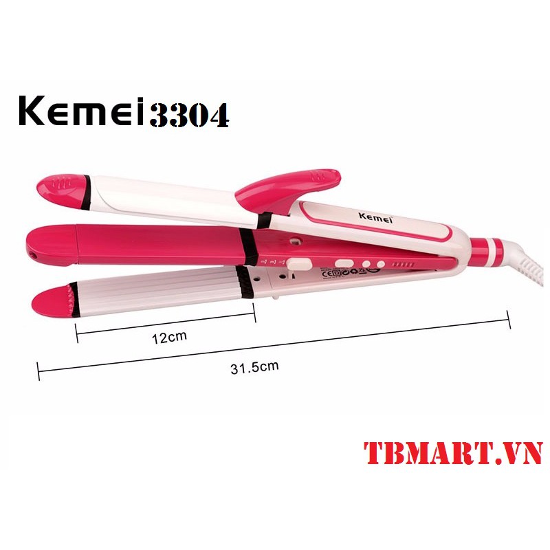 Máy làm tóc 3in1 Kemei 3304 có mức chỉnh nhiệt