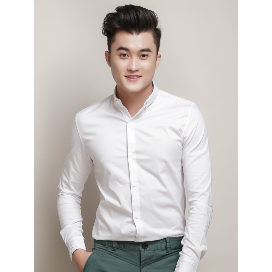 Áo Sơ Mi Nam Công Sở  - Áo Sơ Mi Nam Trắng Dài Tay, Cộc Tay Cổ Bẻ Cotton Lụa Không Nhăn Dáng Ôm Body Hàn Quốc