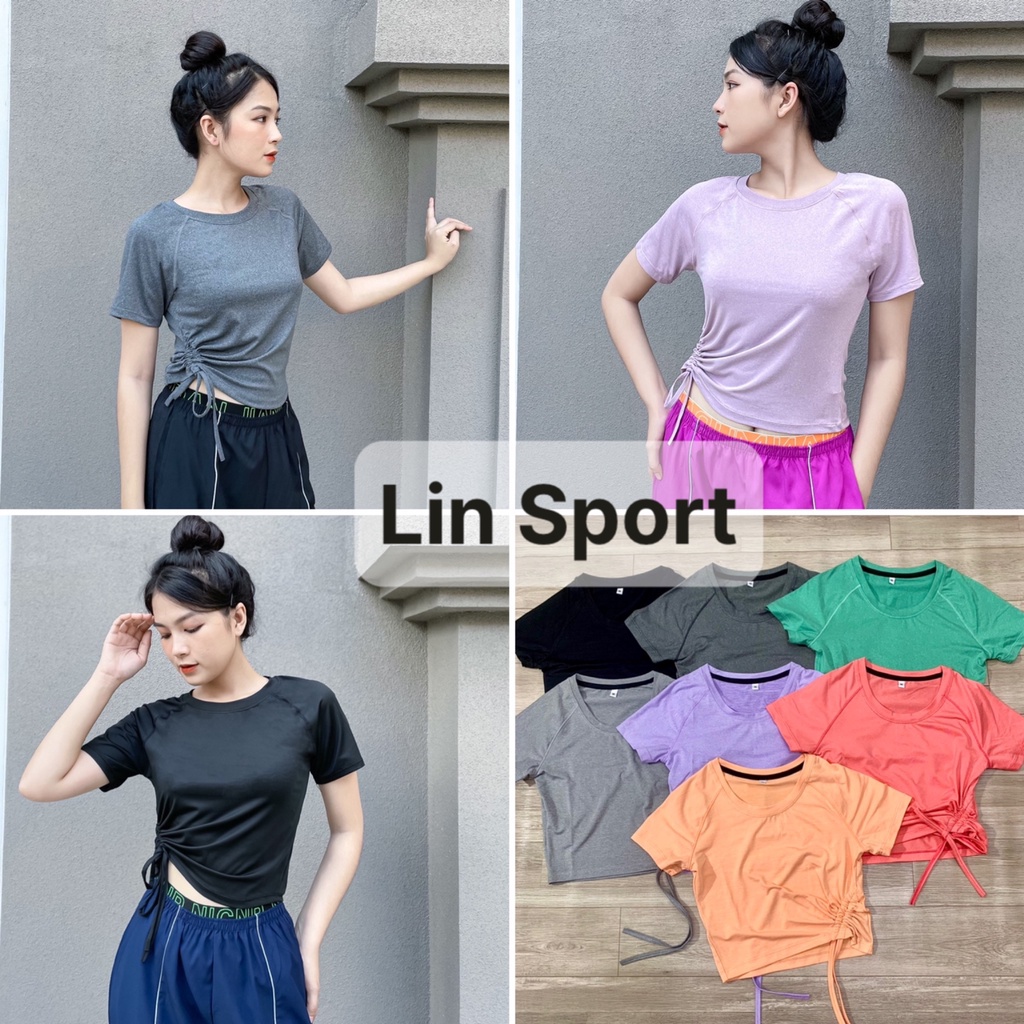Áo Croptop Thể Thao Nữ Rút Dây Bên Hông Tập Gym Yoga nữ - AC0312