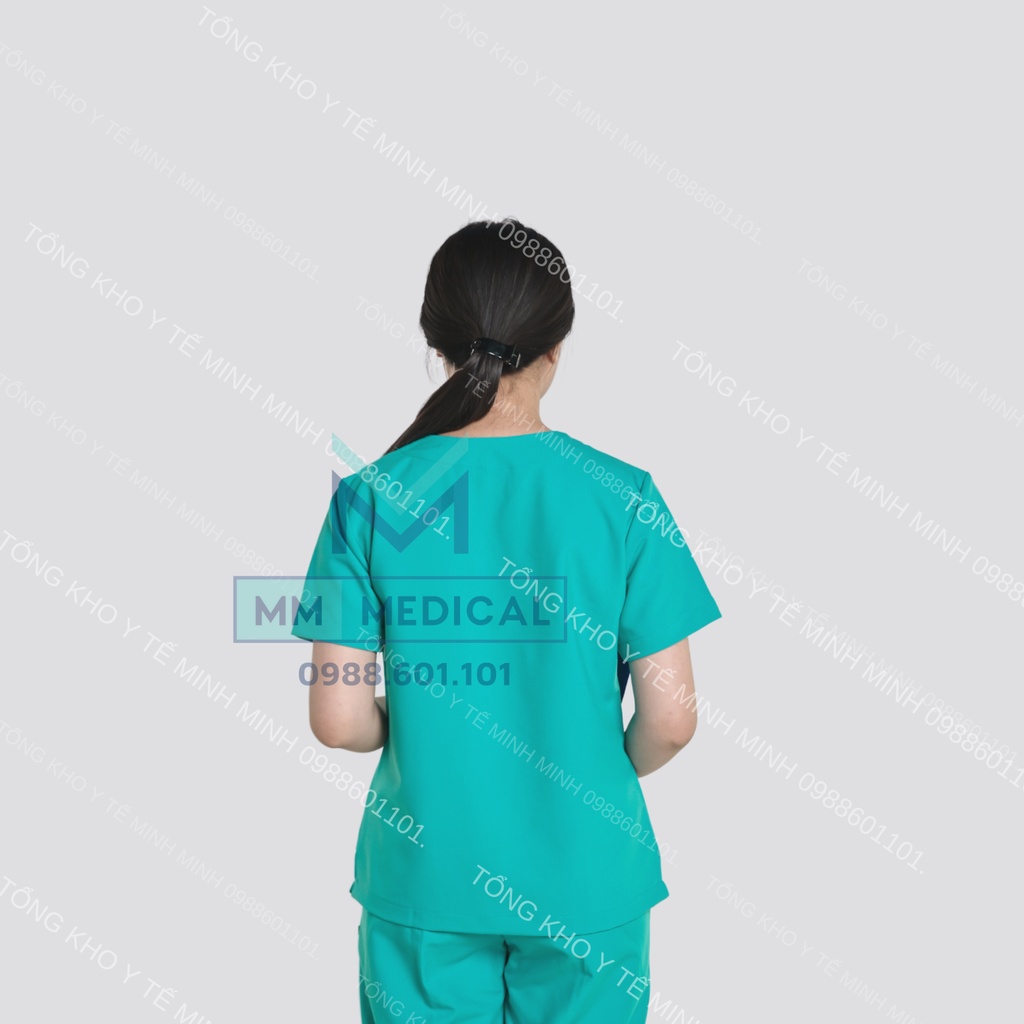 Đồng phục, bộ quần áo scrubs cổ tim bác sĩ, điều dưỡng, spa, thẩm mỹ, dược sĩ, nhân viên y tế MÀU TÍM, MÀU XANH NGỌC