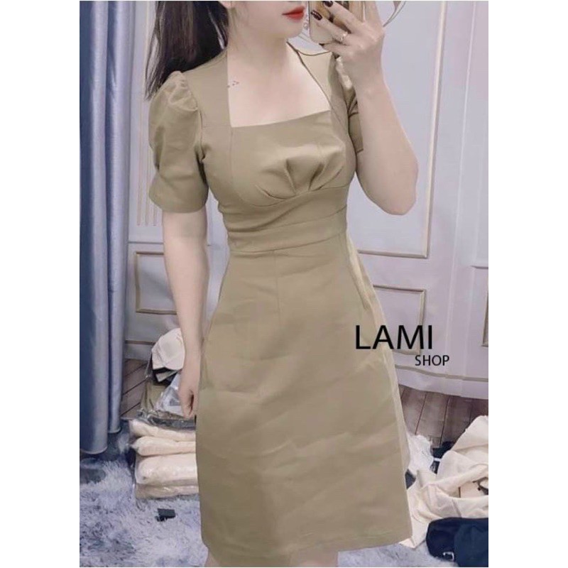 [Mã SKAMA06 giảm 8% tối đa 50K đơn 250K] váy thô kaki cổ vuông 4 màu | BigBuy360 - bigbuy360.vn